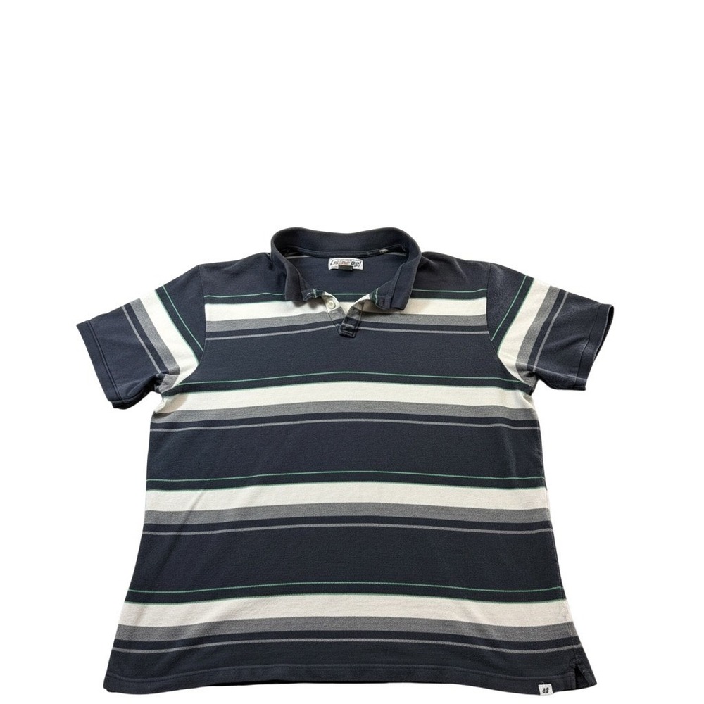 Vintage Urban Up Pipeline Polo Shirt Men XXL Y2K Striped‎ Cotton Navy Green
